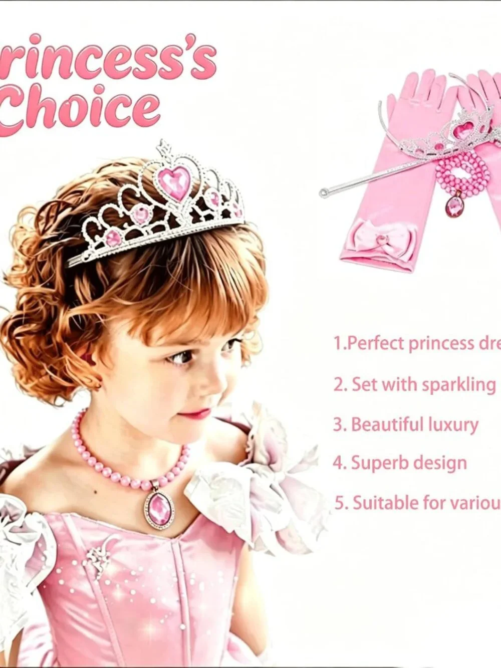 Princess Dress Up Set Accessories Presents for Kids Girls | Children Princess Ti